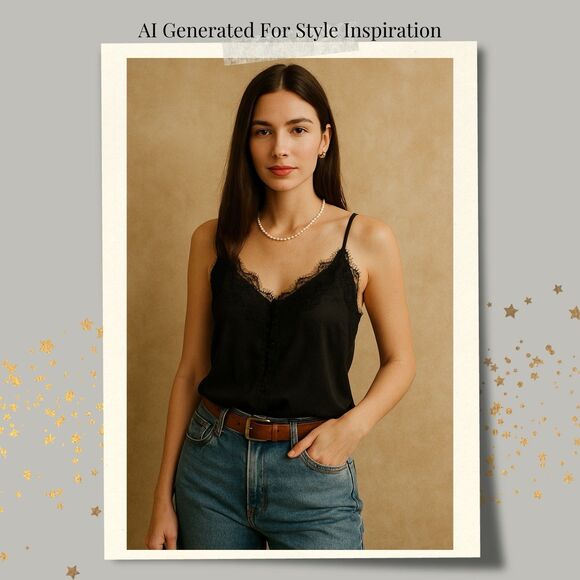 Abercrombie Fitch Womens Lace Cami Slip Top XS Black Whimsigoth Y2K Coquette - Picture 3 of 14